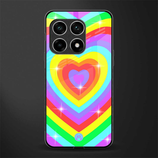 rainbow y2k hearts aesthetic glass case for oneplus 10 pro 5g image