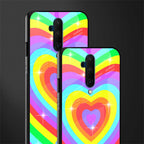 rainbow y2k hearts aesthetic glass case for oneplus 7t pro image-2