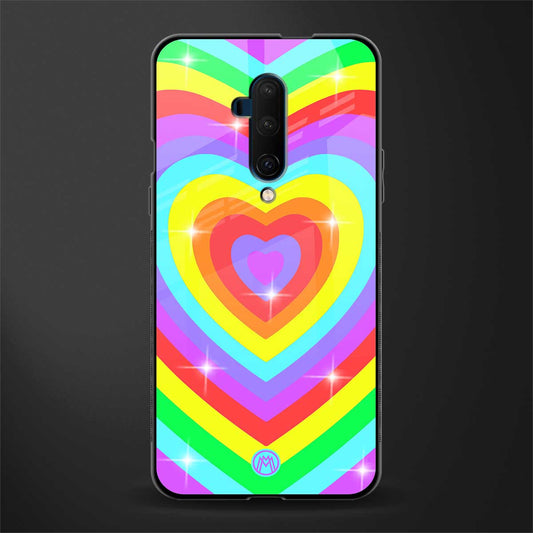 rainbow y2k hearts aesthetic glass case for oneplus 7t pro image