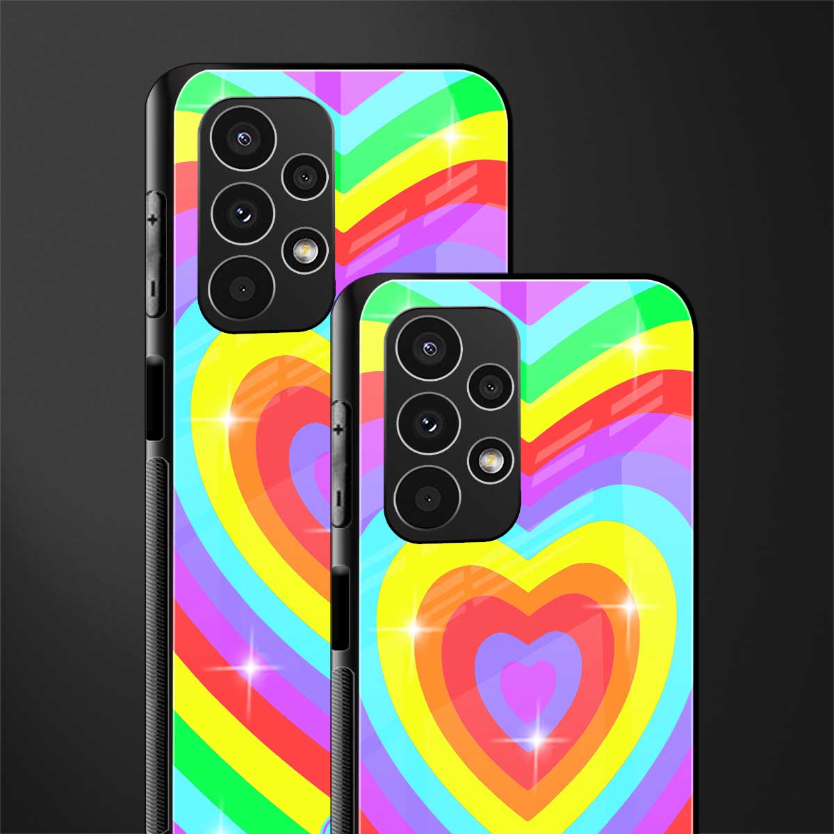 rainbow y2k hearts aesthetic back phone cover | glass case for samsung galaxy a13 4g