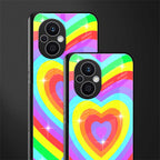 rainbow y2k hearts aesthetic back phone cover | glass case for oppo f21 pro 5g