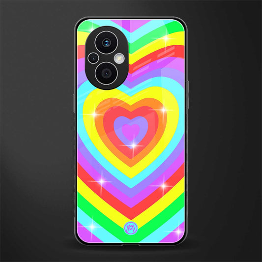 rainbow y2k hearts aesthetic back phone cover | glass case for oppo f21 pro 5g