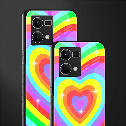 rainbow y2k hearts aesthetic back phone cover | glass case for oppo f21 pro 4g