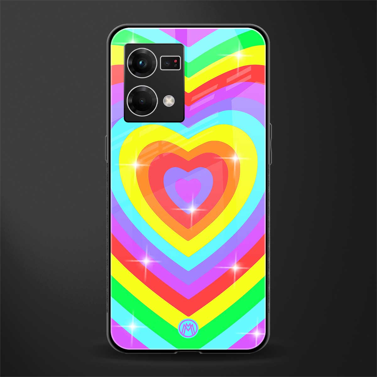 rainbow y2k hearts aesthetic back phone cover | glass case for oppo f21 pro 4g