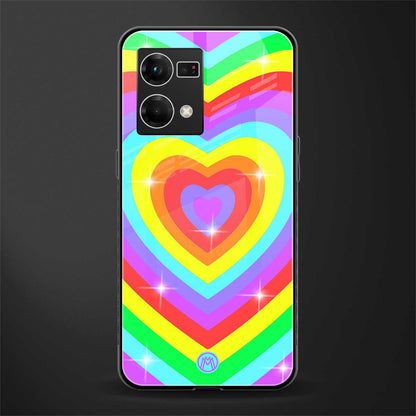 rainbow y2k hearts aesthetic back phone cover | glass case for oppo f21 pro 4g