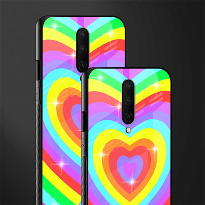 rainbow y2k hearts aesthetic glass case for oneplus 7 pro image-2