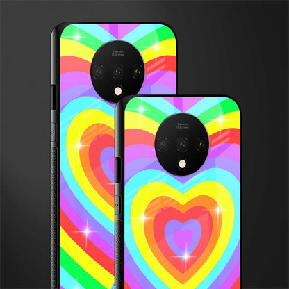rainbow y2k hearts aesthetic glass case for oneplus 7t image-2