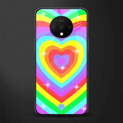 rainbow y2k hearts aesthetic glass case for oneplus 7t image