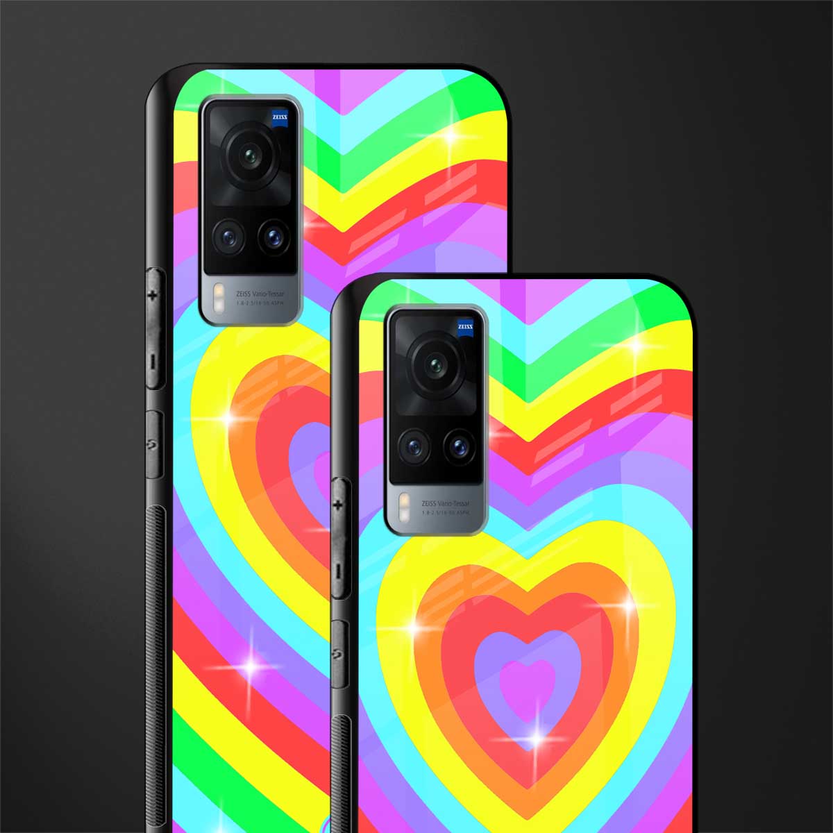 rainbow y2k hearts aesthetic glass case for vivo x60 image-2