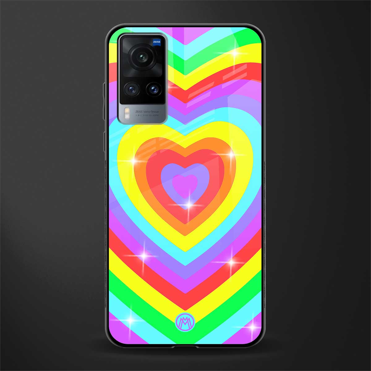 rainbow y2k hearts aesthetic glass case for vivo x60 image