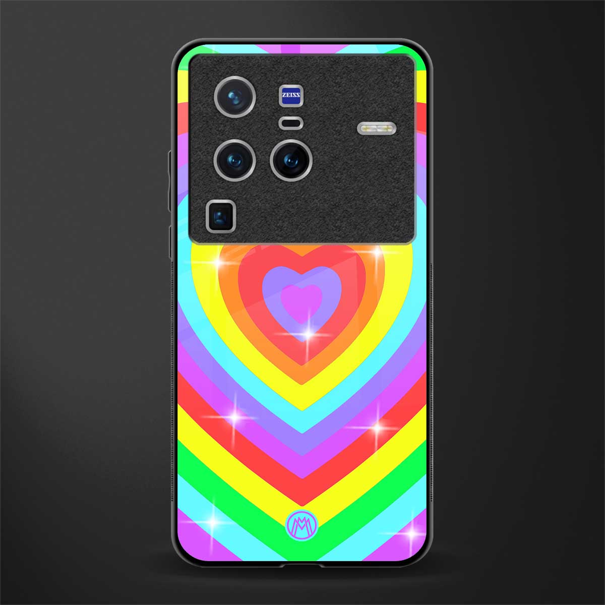 rainbow y2k hearts aesthetic glass case for vivo x80 pro 5g image