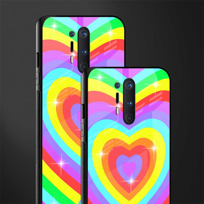 rainbow y2k hearts aesthetic glass case for oneplus 8 pro image-2