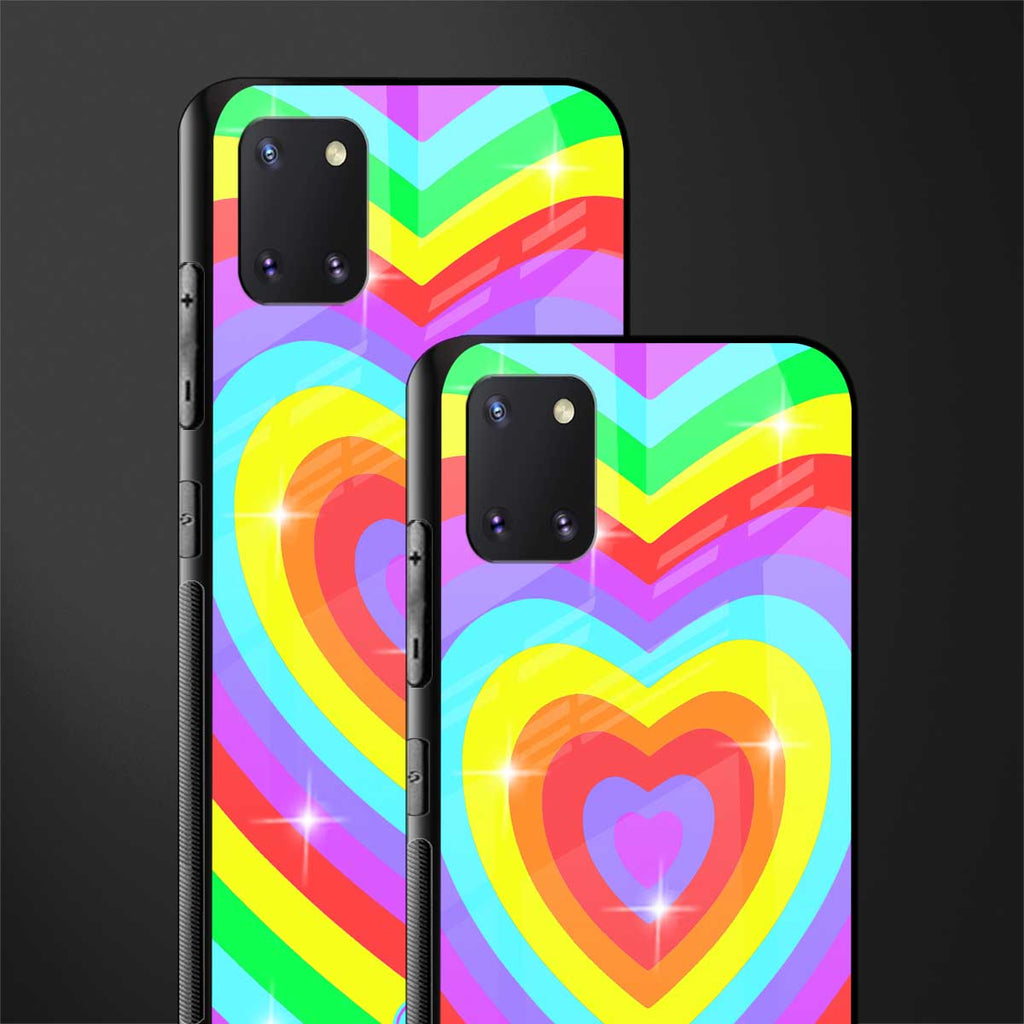 rainbow y2k hearts aesthetic glass case for samsung galaxy note 10 lite image-2