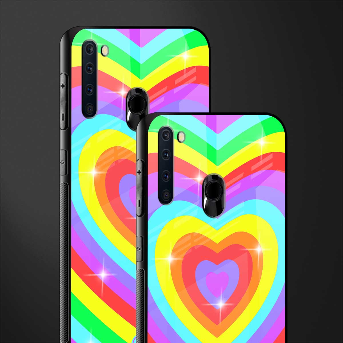 rainbow y2k hearts aesthetic glass case for samsung a21 image-2