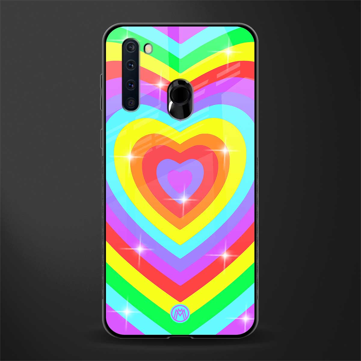 rainbow y2k hearts aesthetic glass case for samsung a21 image