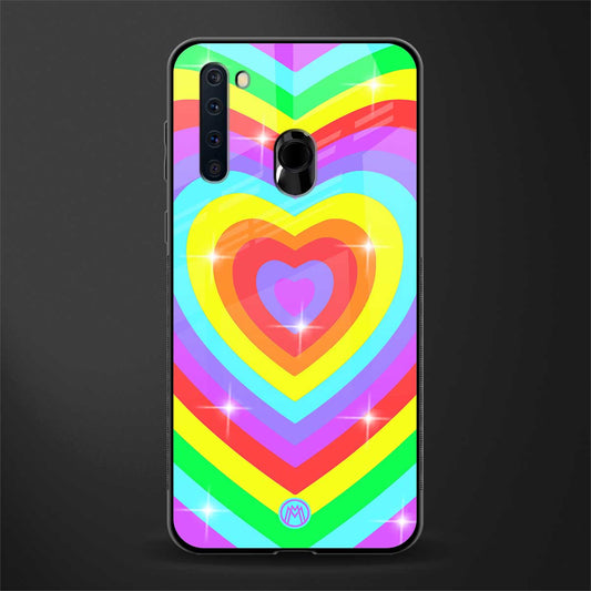 rainbow y2k hearts aesthetic glass case for samsung a21 image