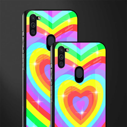 rainbow y2k hearts aesthetic glass case for samsung a11 image-2