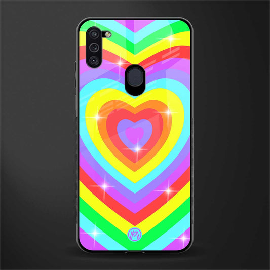 rainbow y2k hearts aesthetic glass case for samsung a11 image