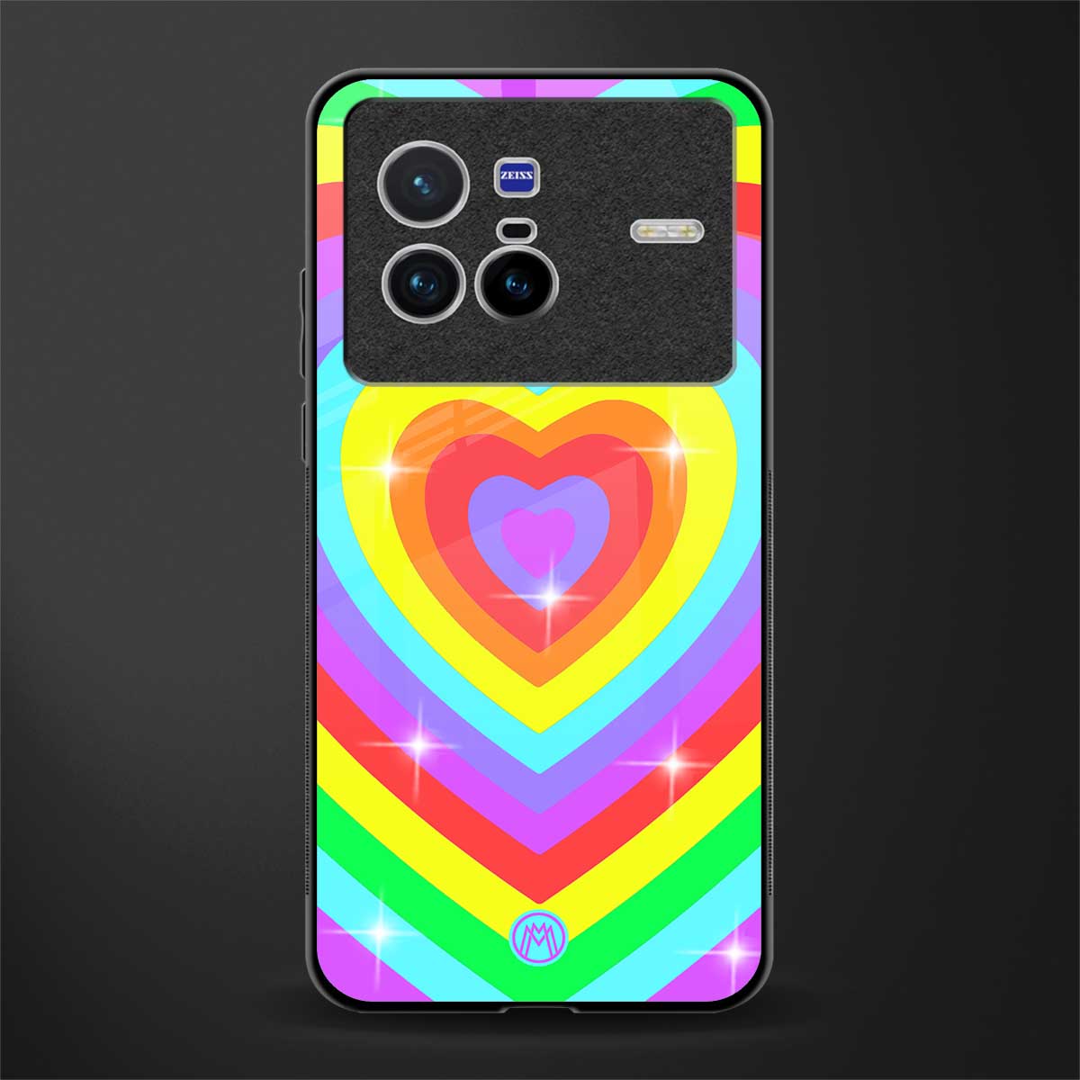 rainbow y2k hearts aesthetic glass case for vivo x80 image