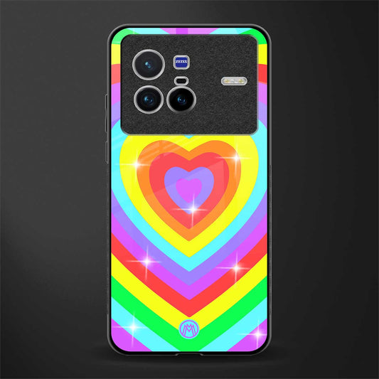 rainbow y2k hearts aesthetic glass case for vivo x80 image