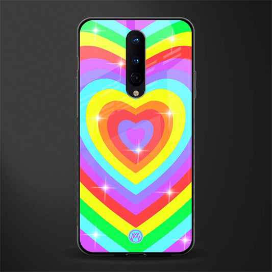 rainbow y2k hearts aesthetic glass case for oneplus 8 image