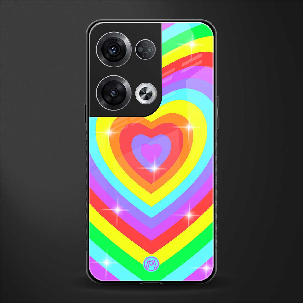 rainbow y2k hearts aesthetic back phone cover | glass case for oppo reno 8