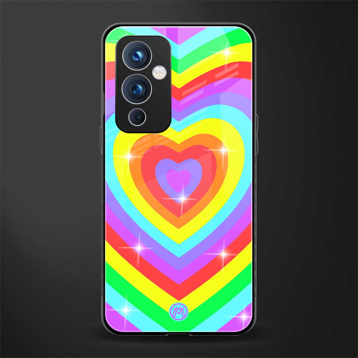 rainbow y2k hearts aesthetic back phone cover | glass case for oneplus 9