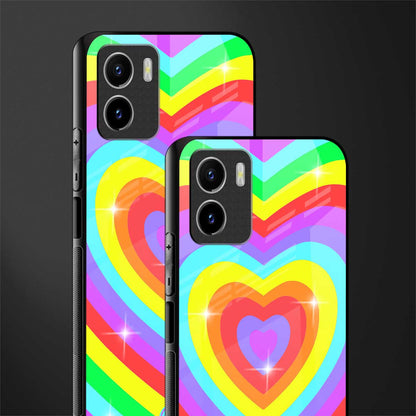 rainbow y2k hearts aesthetic back phone cover | glass case for vivo y72