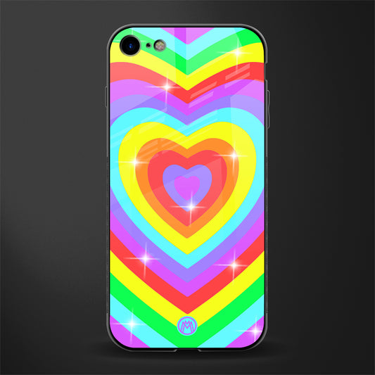 rainbow y2k hearts aesthetic glass case for iphone 7 image