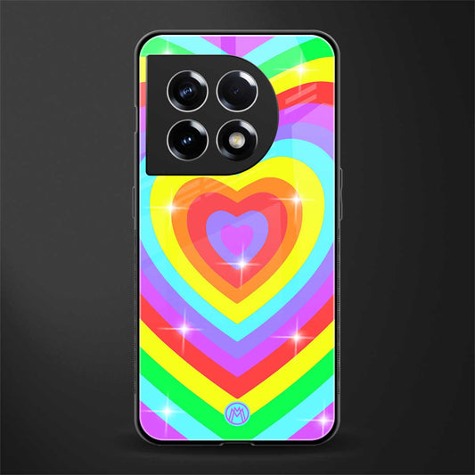 rainbow y2k hearts aesthetic back phone cover | glass case for oneplus 11