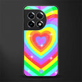 rainbow y2k hearts aesthetic back phone cover | glass case for oneplus 11r
