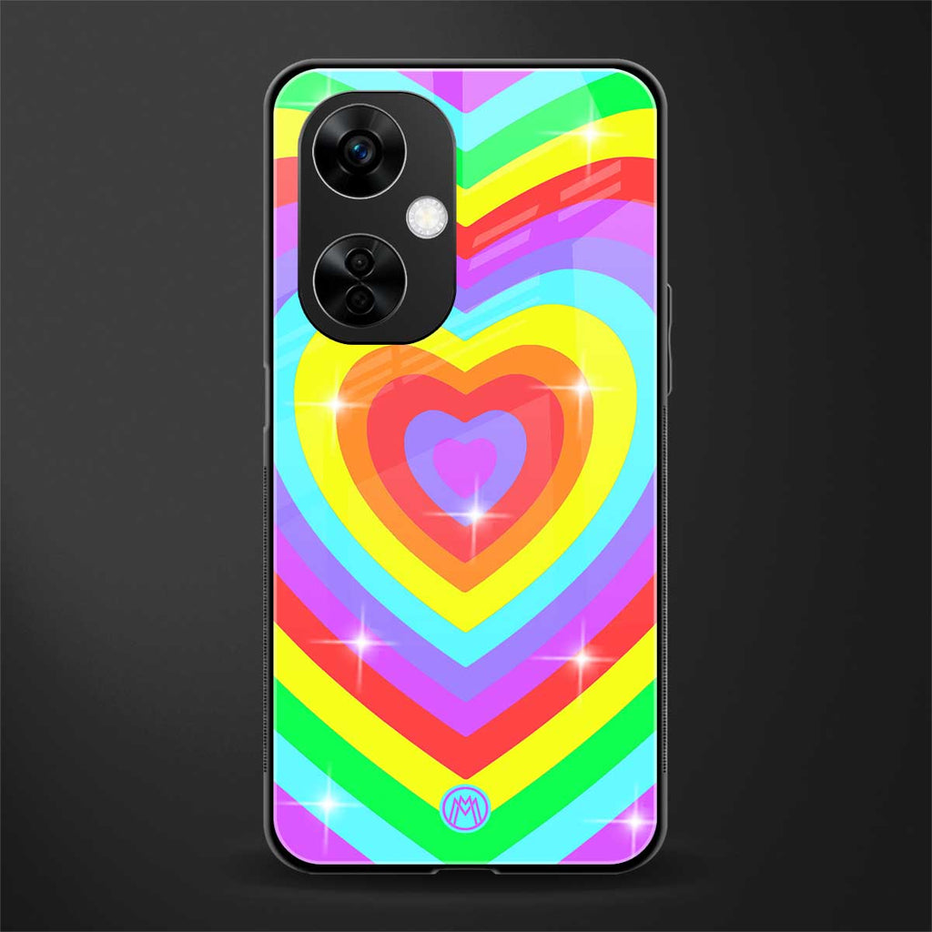 rainbow y2k hearts aesthetic back phone cover | glass case for oneplus nord ce 3 lite