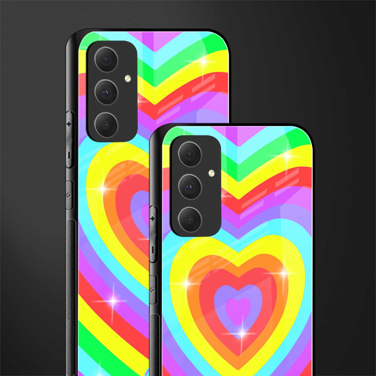 rainbow y2k hearts aesthetic back phone cover | glass case for samsung galaxy a54 5g