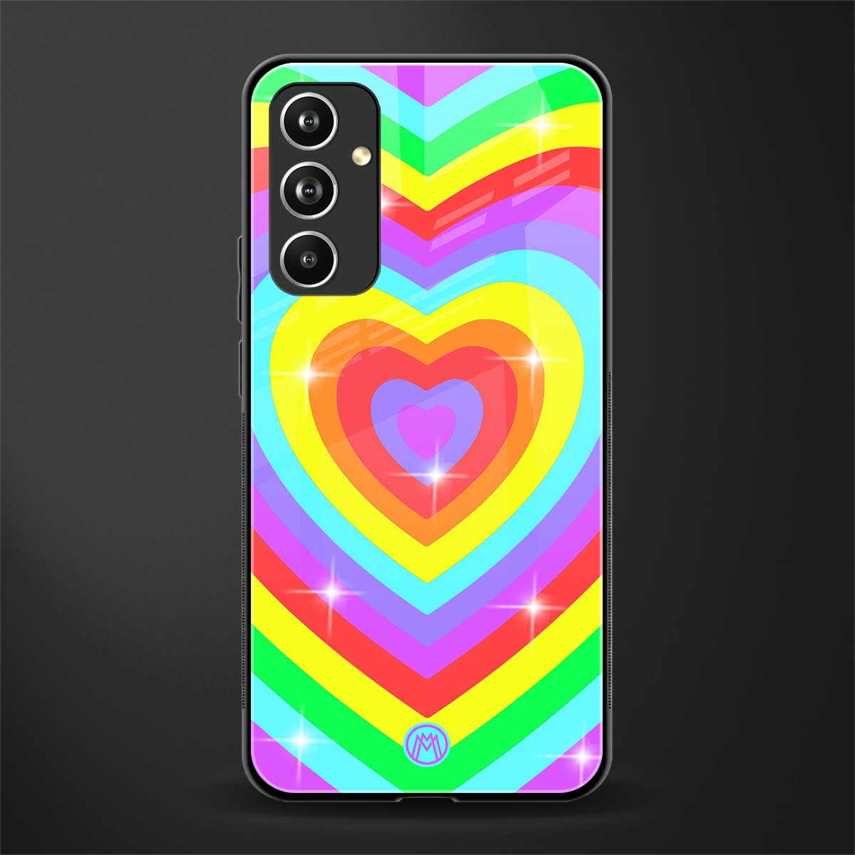 rainbow y2k hearts aesthetic back phone cover | glass case for samsung galaxy a54 5g