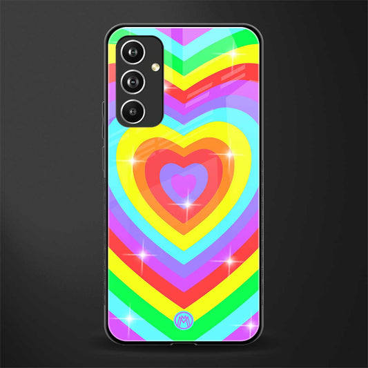 rainbow y2k hearts aesthetic back phone cover | glass case for samsung galaxy a54 5g