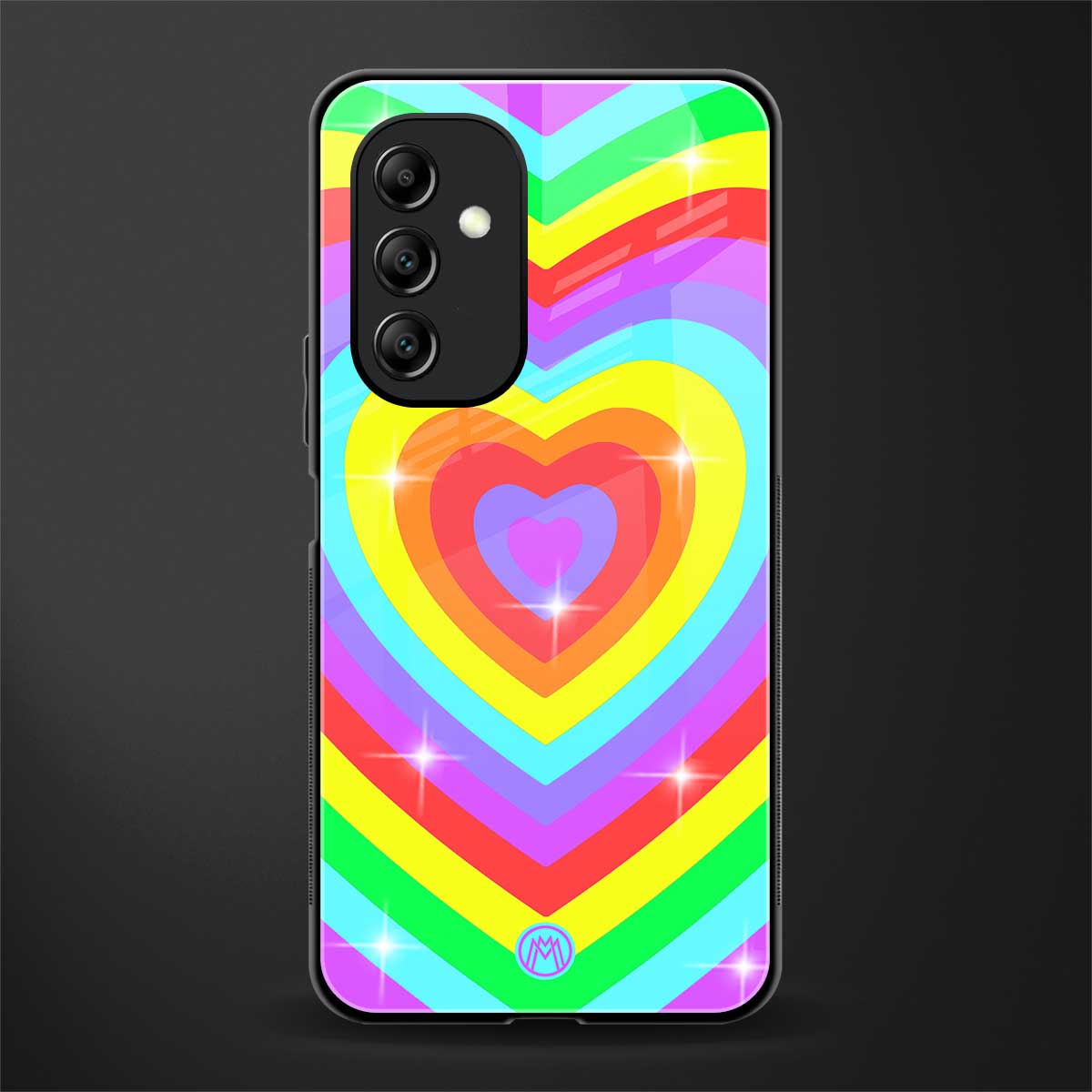 rainbow y2k hearts aesthetic back phone cover | glass case for samsung galaxy a14 5g