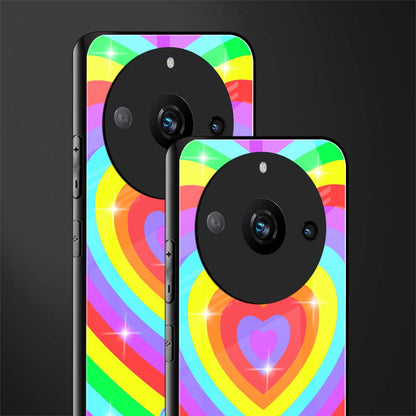 rainbow y2k hearts aesthetic back phone cover | glass case for realme 11 pro 5g