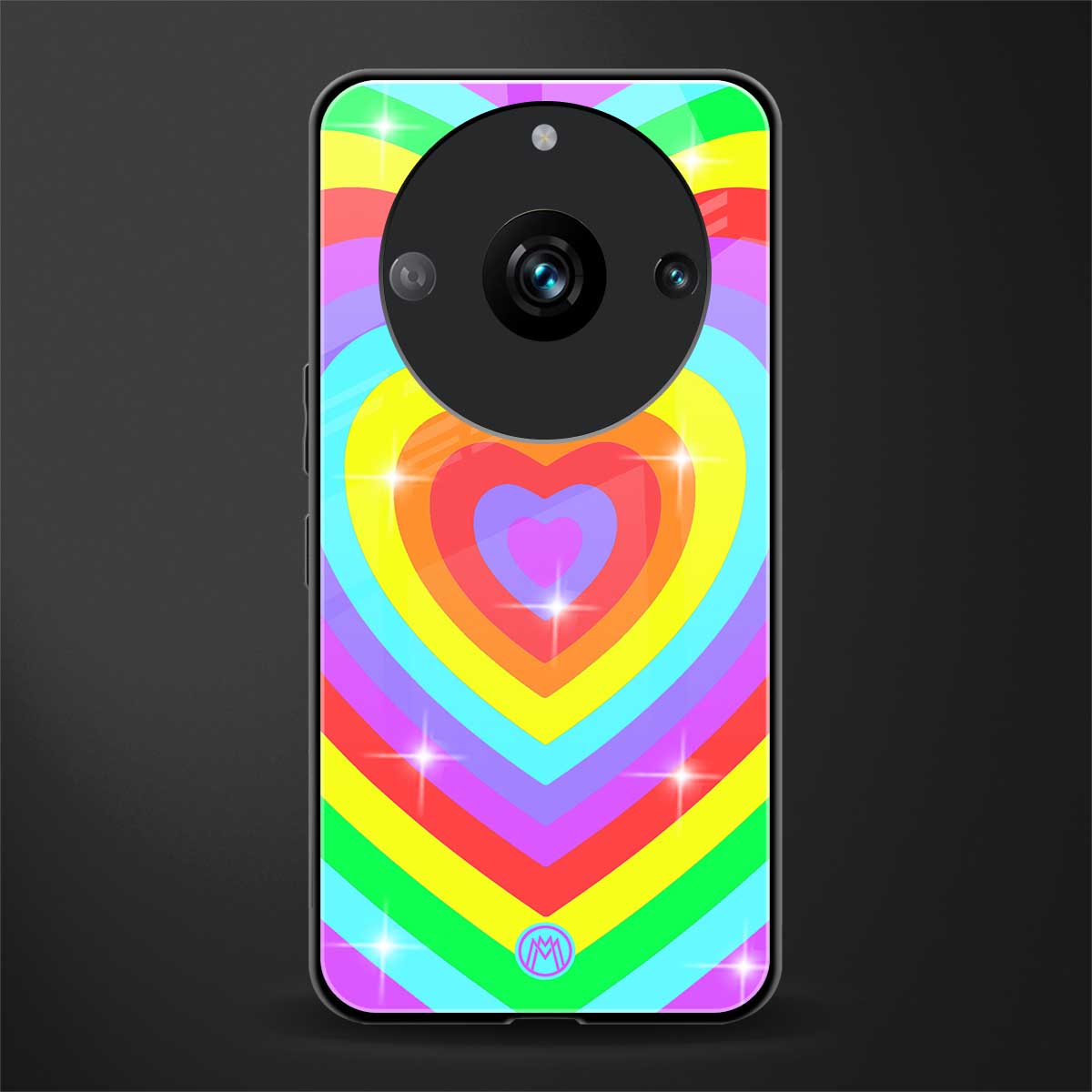 rainbow y2k hearts aesthetic back phone cover | glass case for realme 11 pro 5g