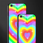 rainbow y2k hearts aesthetic glass case for iphone 6s image-2