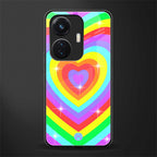 rainbow y2k hearts aesthetic back phone cover | glass case for vivo t1 44w 4g