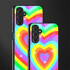 rainbow y2k hearts aesthetic back phone cover | glass case for samsun galaxy a24 4g