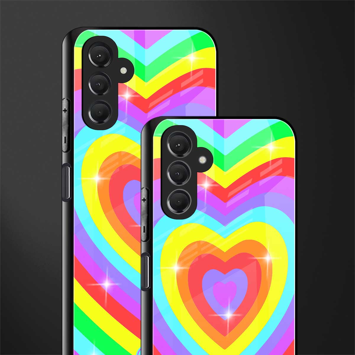 rainbow y2k hearts aesthetic back phone cover | glass case for samsun galaxy a24 4g