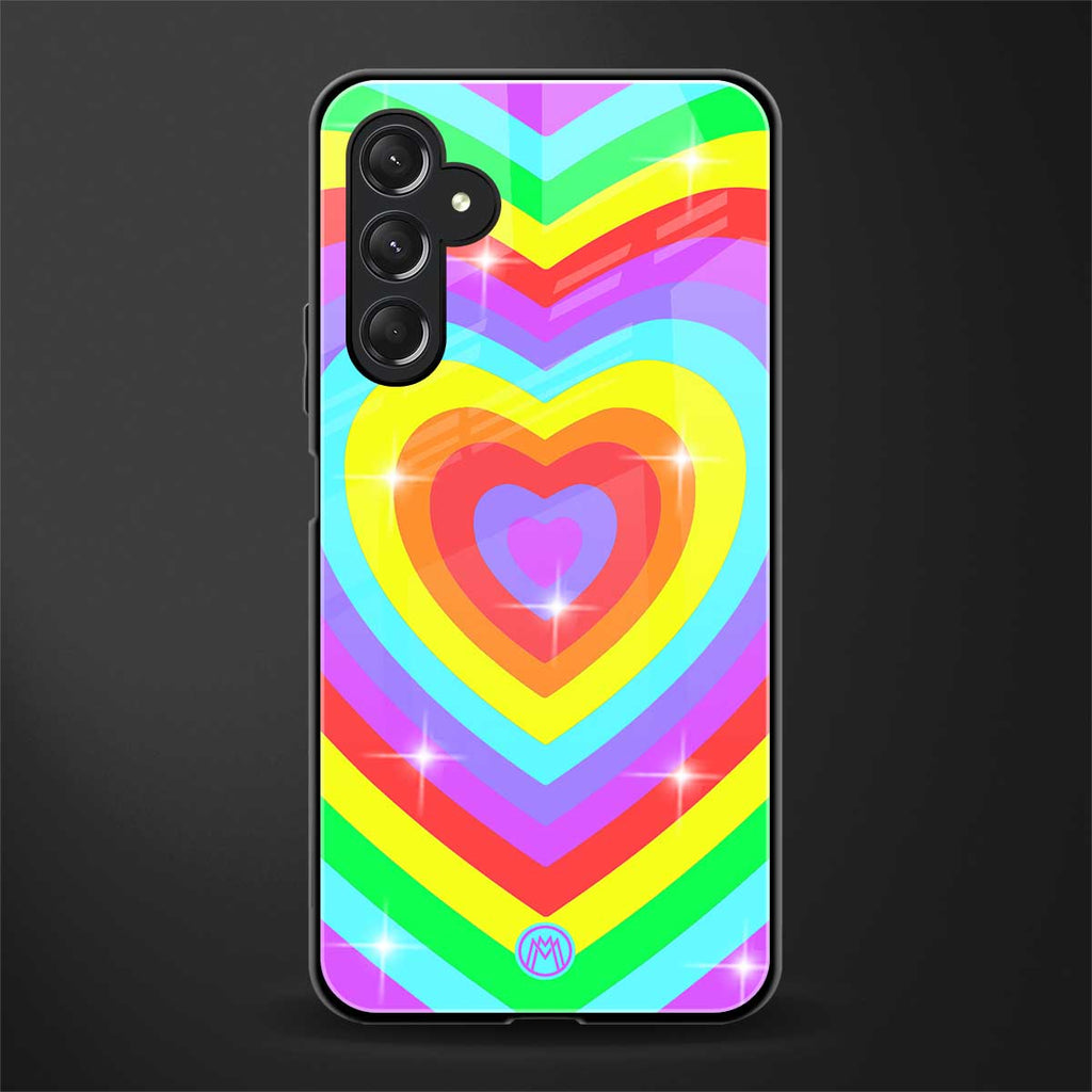 rainbow y2k hearts aesthetic back phone cover | glass case for samsun galaxy a24 4g