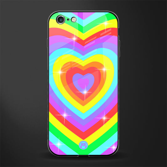 rainbow y2k hearts aesthetic glass case for iphone 6 image