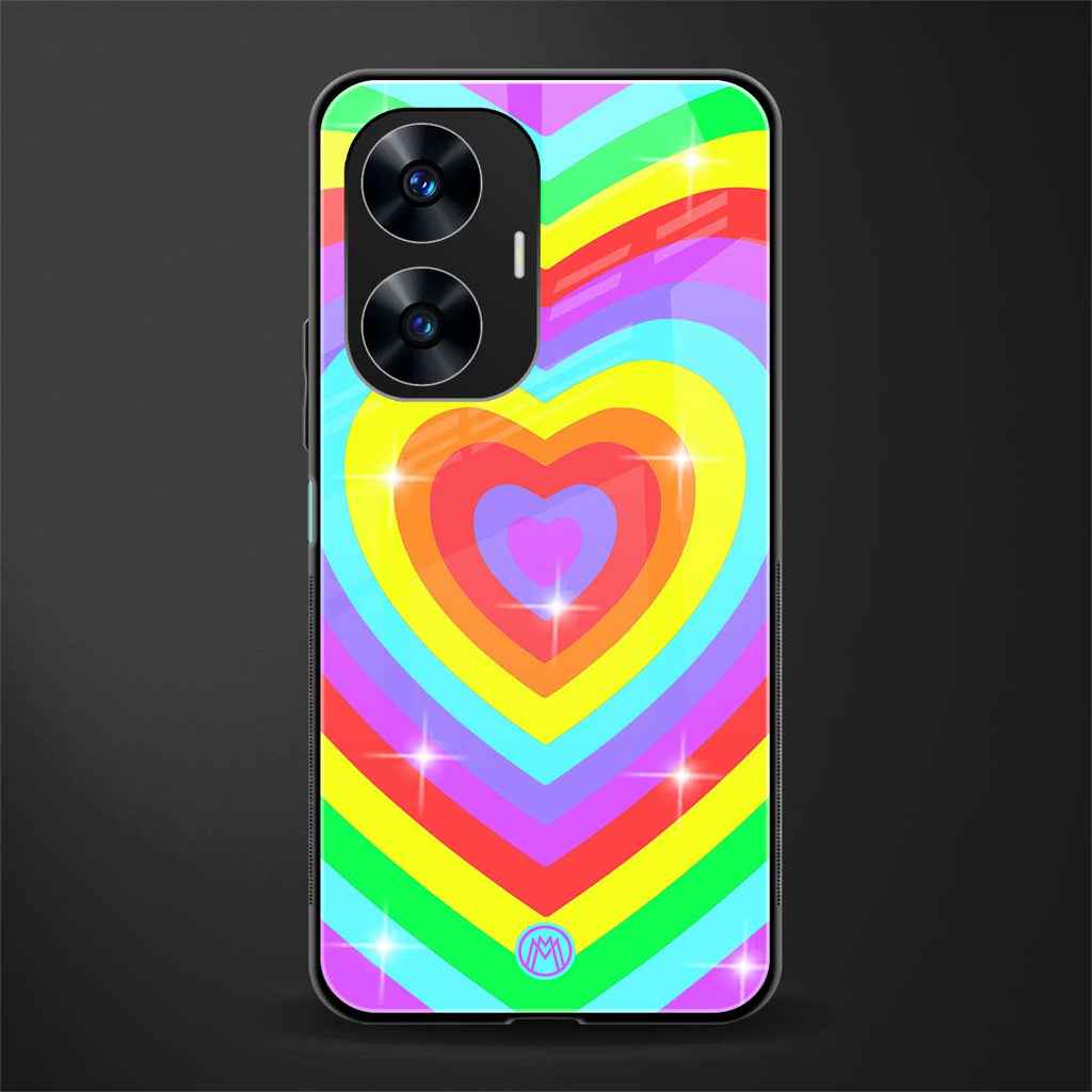 rainbow y2k hearts aesthetic back phone cover | glass case for realme c55