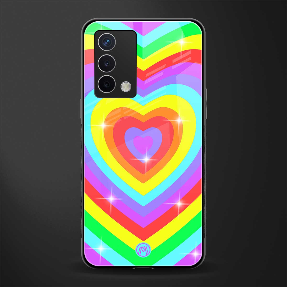 rainbow y2k hearts aesthetic back phone cover | glass case for oppo a74 4g