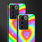 rainbow y2k hearts aesthetic back phone cover | glass case for vivo v27 pro 5g