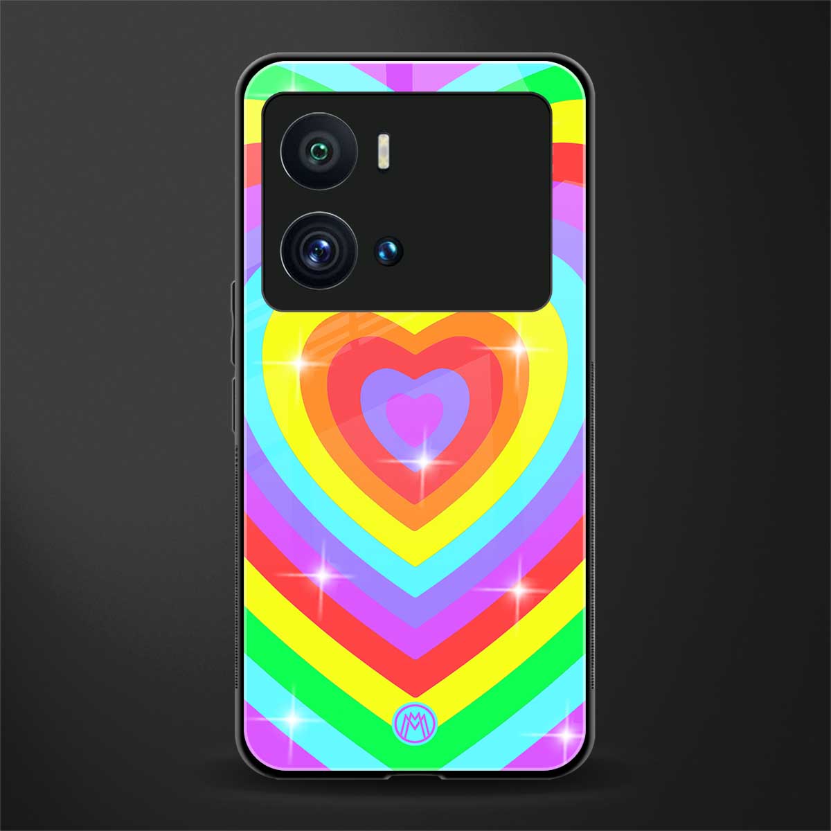 rainbow y2k hearts aesthetic back phone cover | glass case for iQOO 9 Pro