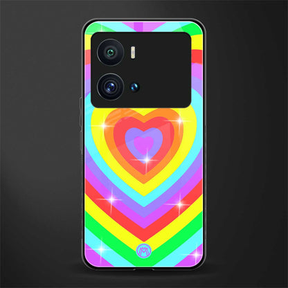rainbow y2k hearts aesthetic back phone cover | glass case for iQOO 9 Pro