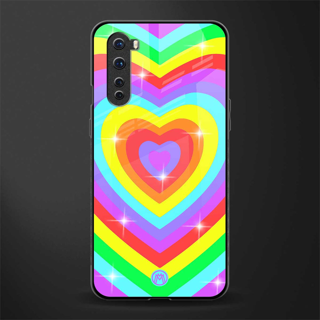 rainbow y2k hearts aesthetic glass case for oneplus nord ac2001 image